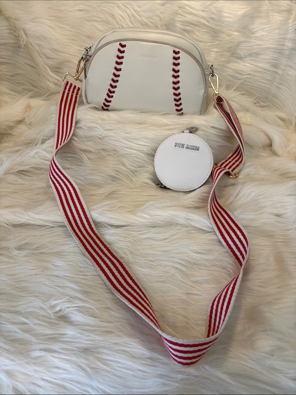 Bostanten Baseball Crossbody bag with Steve Madden round coin purse